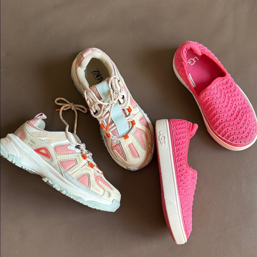 UGG Pink and Cream Kids Sneakers